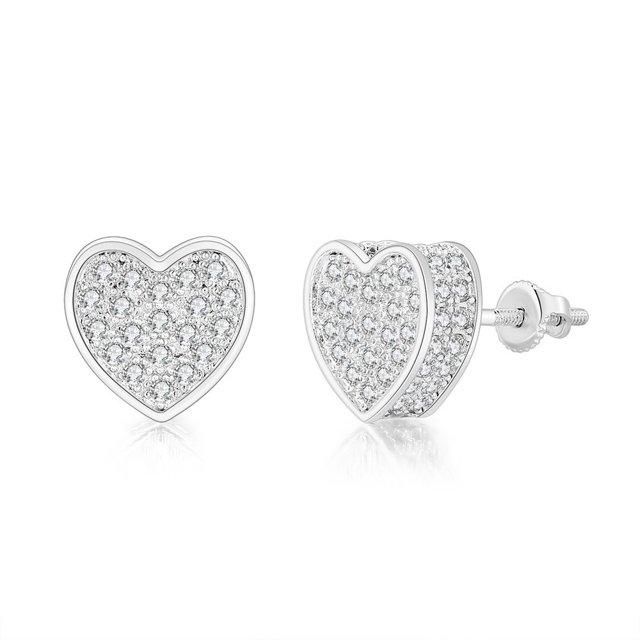 Pendientes de circonita de hip-hop para hombres y mujeres, pendientes de rosca bañados en oro con diamantes completos, pendientes de Europa y Estados Unidos