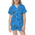 thumbnail image 2 of Girls Satin Pajama Set With Ocean Print Design Soft Comfortable Loungewear For Toddler To Teen Year Round Wear, 2 of 4