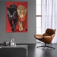 thumbnail image 4 of Mudket Black Panther & Leopard Red Background Canvas Wall Art, Bold Modern Wildlife Wall Pictures for Living Room Print for Office Man Cave Home Decor , Framed Ready to Hang - 12"L x 8"W, 4 of 9