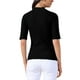 thumbnail image 3 of Suéter de cuello simulado para mujer INSPIRE CHIC, ligero, ajuste slim, de media manga, parte superior de punto, color negro, 3 of 6