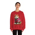 thumbnail image 3 of Chonky Cat Meowy Christmas Unisex Crewneck Sweatshirt by Purring Lion, 3 of 7