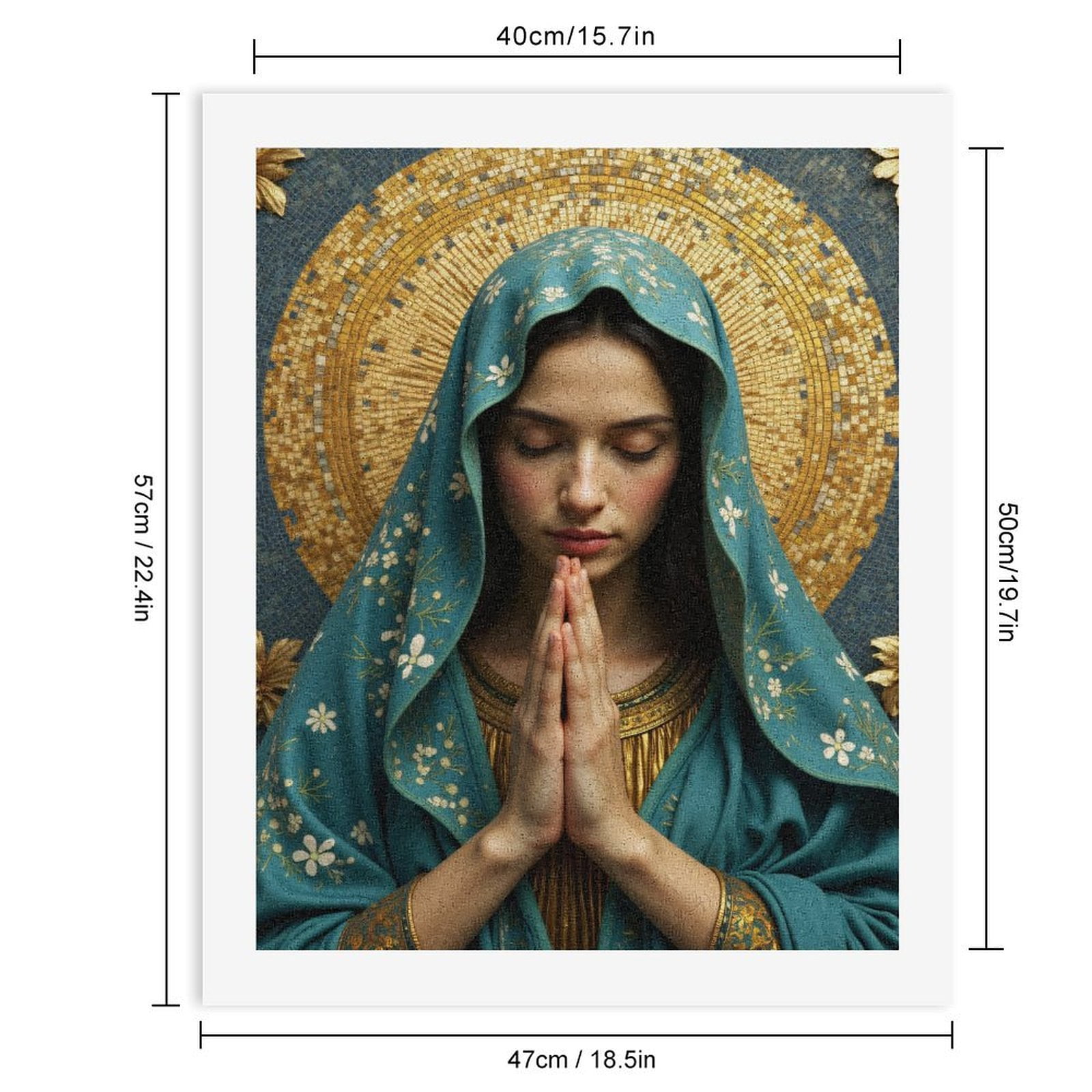 Paint By Numbers Kit for Adults Beginner - DIY Woman Praying Mosaic Art Canvas Painting Kits for Adults, Frameless Paint By Number for Adults for Home Wall Decor 16x20 Inch