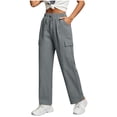 thumbnail image 2 of Danhjin Cargo Pants for Women Casual Pants Baggy Stretchy Wide Leg Streetwear Travel Hiking Pants, 2 of 7