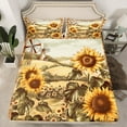 thumbnail image 2 of Manfei Yellow Sunflower Flower Twin Sheet Sets,Rustic Farmhouse Cabin Twin Fitted Sheet,Country Floral Flat Sheet For Kids,Ultra Soft Home Decor,3 Pieces, 2 of 7