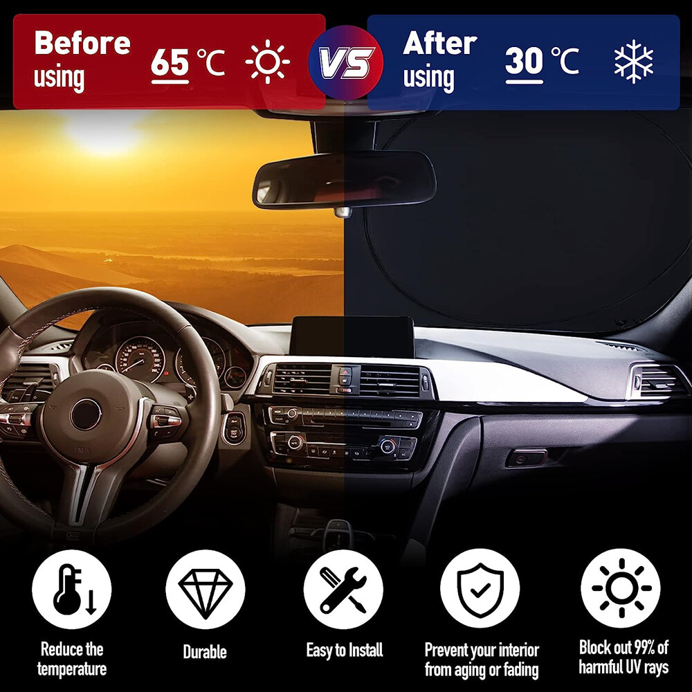 ASTRAEA Foldable Car Window Sunshade with American Flag photo 3