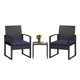 thumbnail image 1 of Conjunto de bar para jardín de ratán PE negro - Muebles para exteriores duraderos - Mesa de vidrio templado - Perfecto para patio y terraza - Incluye cojines azules - Color: Ratán negro + cojín azul, 1 of 8