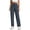 Navy, variant on hoksml Women's Elastic Waist Drawstring Cargo Pants, Cotton Linen Straight Leg Casual Trousers with Pockets