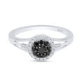 thumbnail image 2 of 2/7 CT Round Cut Black & White Real Diamond Halo Cluster Engagement Ring In 14K White Gold Over Sterling Silver (Color: Black & White, Clarity: I2-I3, 0.30 Cttw) -6, 2 of 7