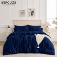 thumbnail image 7 of YEPCLUB Navy King Size Pintuck 7-Piece Comforter Set, Pinch Pleat Bed in a Bag, All Season Down Alternative Bedding Set with Comforter, Sheets, Pillowcases & Shams, 7 of 7