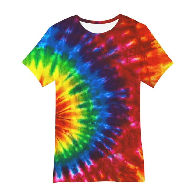 Bowake T-Shirt Tie Dye pour Enfants Manches Courtes Colorées Col Rond pour Garçons Filles