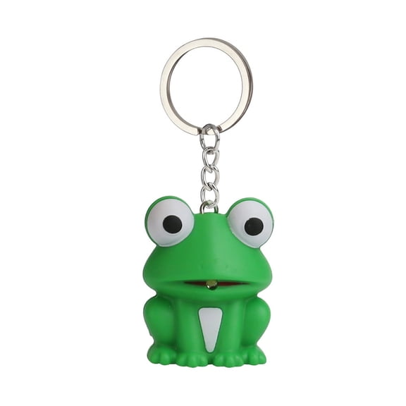 Cute Green Frog Keychain With Light And Sound Keyfob Kids Funny Toy Xmas Gift