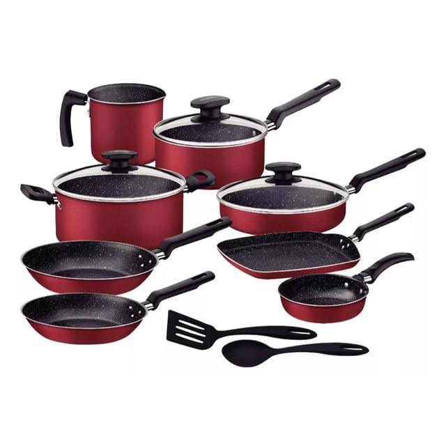 Batería Completa De Cocina Tramontina 13 Piezas Rojo Granito 27899-483