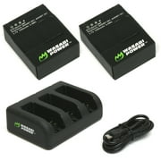 Wasabi Power Battery (2-Pack, 1200mAh) and Triple Charger for GoPro HERO3, HERO3+