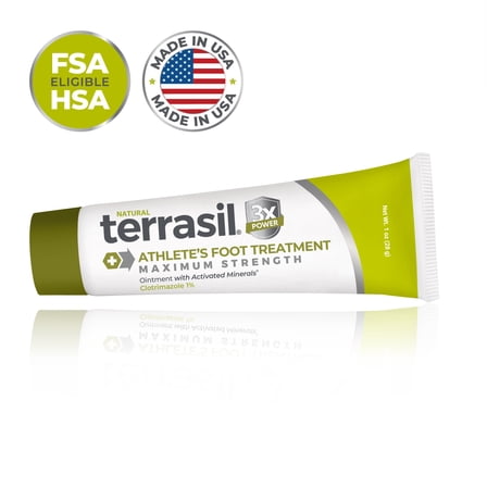 Terrasil Athletes Foot Cream with Clinically Proven 1% Clotrimazole, Extra Strength Antifungal Ointment for Treatment of Itchy Feet & Peeling Skin, for Men and Women (1oz)