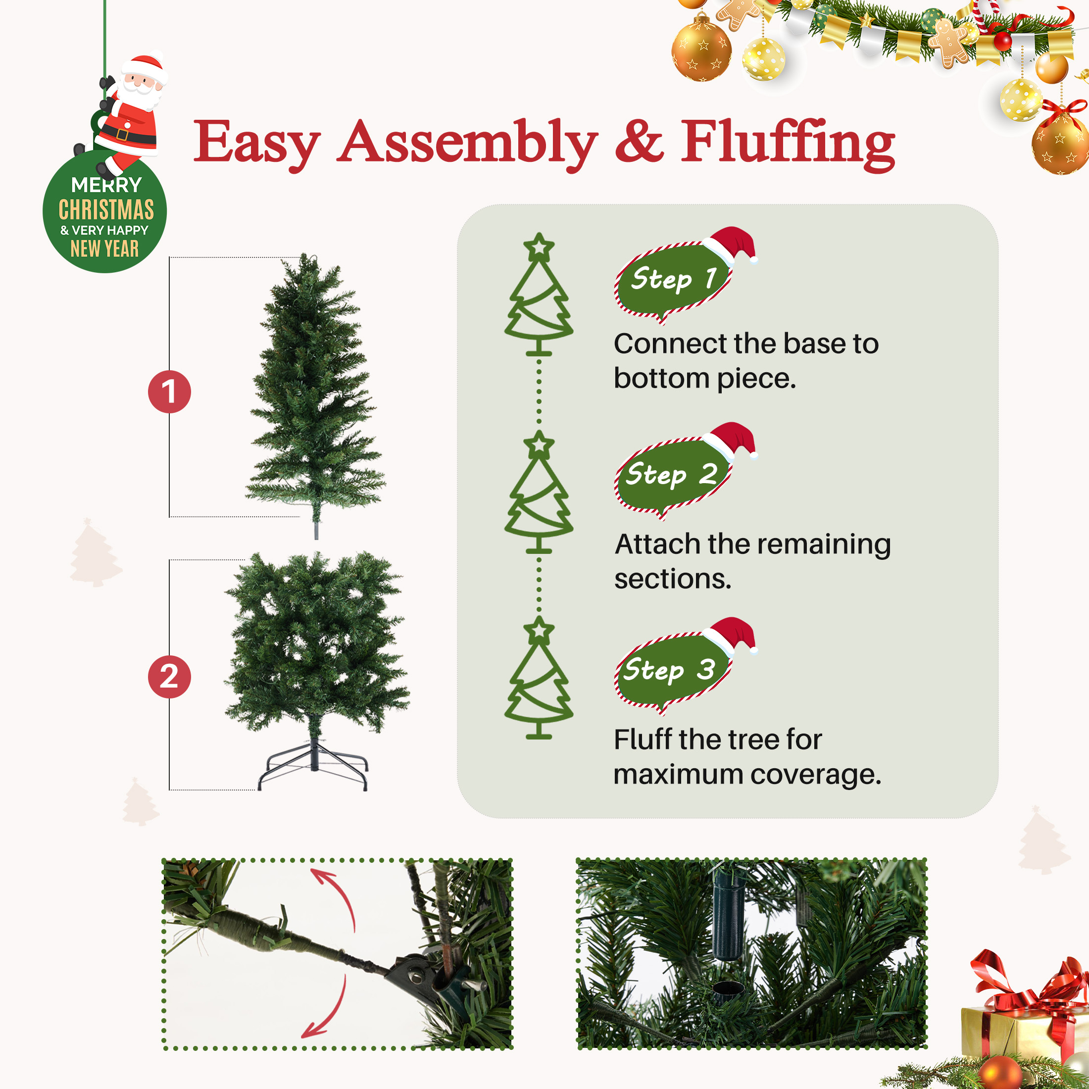 edx 4.5' Pre-Lit Pencil Christmas Tree 120 LED Green photo 6