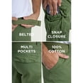 thumbnail image 6 of RAW X Mens Belted 12.5" Inseam Knee Length Cargo Shorts, Grass, 44, 6 of 7