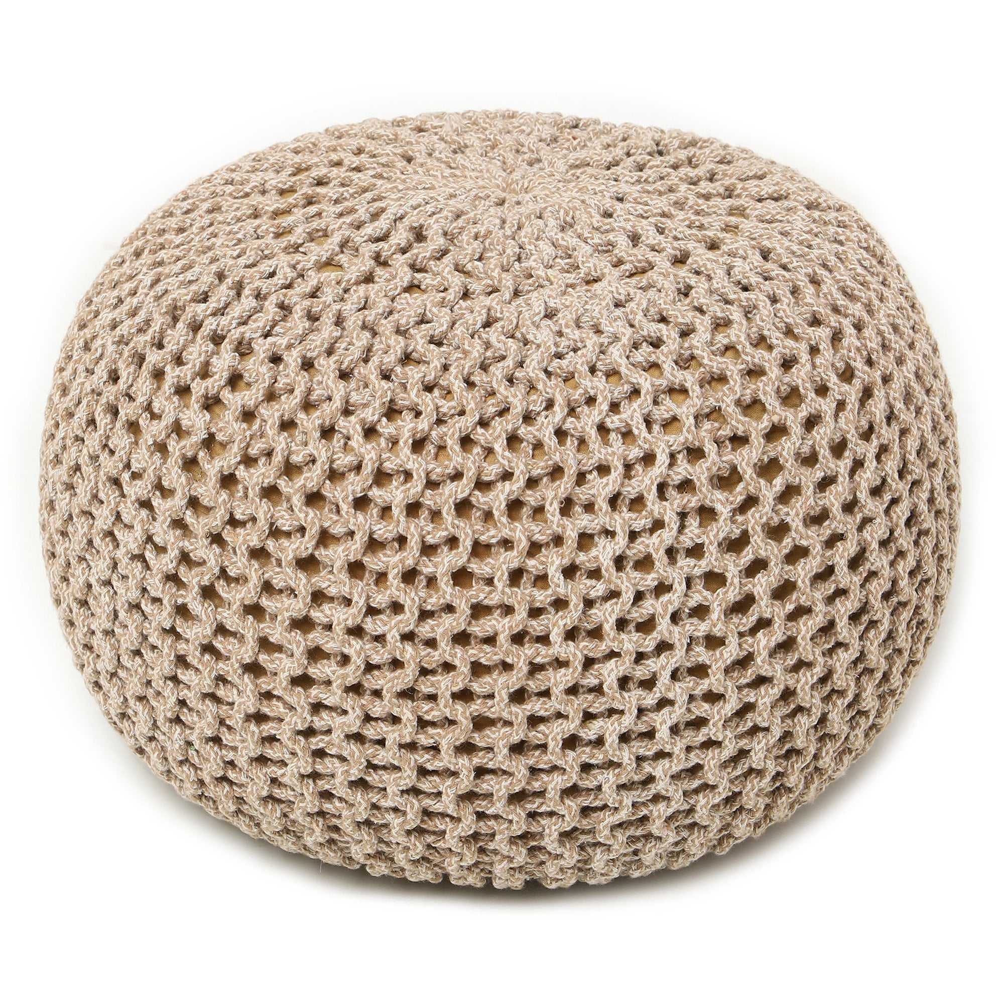 REDEARTH Round Pouf Ottoman -Hand Knitted Cable Boho Poof Home Dcor ...