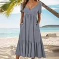 thumbnail image 2 of GYUJNB Robe Maxi Bohème Imprimée Florale 2024 pour Femmes, Col en V, Manches Courtes, Fendue, Soirée Plage, 2 of 6