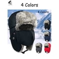 thumbnail image 3 of PULLIMORE Men Women Trooper Trapper Hat Warm Winter Hats with Ear Flap Faux Fur Hunting Aviator Hat (Nary Blue), 3 of 8