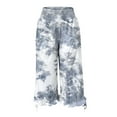 thumbnail image 4 of Snoarin Summer Plus Size Pull On Capris for Women Casual Pants With Eastic Waist, Solid Color Splashed Ink Print, Tie Dyed Ink, Seven Point Loose Wide Leg Pants Trousers for Women on Clearance, 4 of 4
