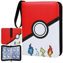 PTCG Trading Card Binder 4 Pocket，Card Binder 400 Pockets Card Book Holder Cards with 50 Removable Sleeves, Zip Design MTG/TCG/Sport Collectible Trading Card Albums Gifts for Boys and Girls