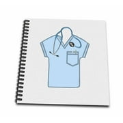 3dRose Blue Scrub Top, Stethoscope, Thermometer, and Syringe - Mini Notepad, 4 by 4-inch