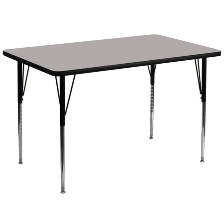 UPC: 0847254023672 | Flash Furniture Wren 36 W x 72 L Rectangular Grey HP Laminate Activity Table – Standard Height Adjustable Legs