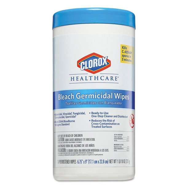 Clorox Healthcare 35309 Bleach Germicidal Wipes 6 3/4 x 9 Unscented ...