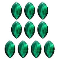 Uxcell K9 Crystal Pendants Oval Beads, 10 Pack 38mm Chandelier Prisms Parts Hanging Beads DIY Lamp Dark Green