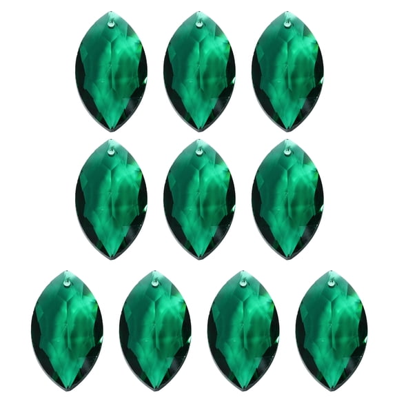 Uxcell K9 Crystal Pendants Oval Beads, 10 Pack 38mm Chandelier Prisms Parts Hanging Beads DIY Lamp Dark Green