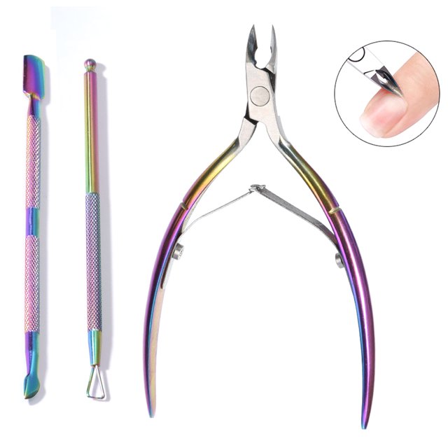 3 Pcs Outil pour Cuticules Professionnel en Acier Inoxydable Presse-Cuticules