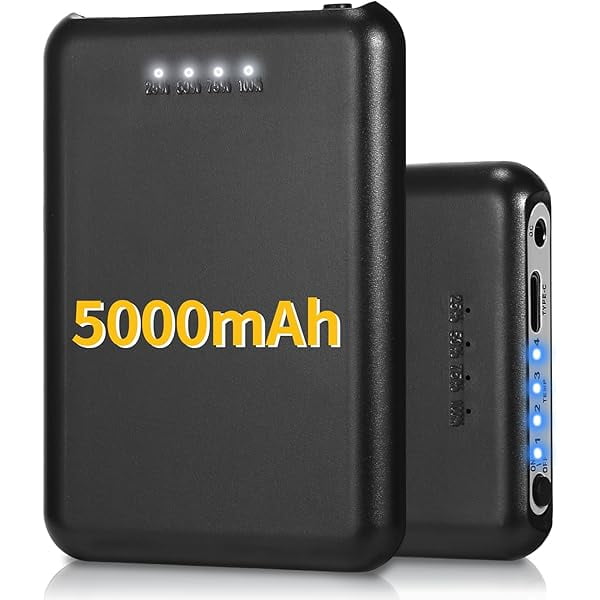 AoVoTo 2-Pack Rechargeable 5V 5000mAh Li-Polymer Batteries with 4 Heating Levels, Large Capacity Replacement Battery for Heated Gloves, Mittens, Socks, Hats, Insoles, and Shoes