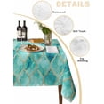 thumbnail image 2 of Teal Geometric Table Cloth, Modern Morocco Abstract Art Waterproof Tablecloth for Square Tables, Reusable Washable Fabric Table Cover for Restaurant Kitchen Dining Tables 60"x60", 2 of 6