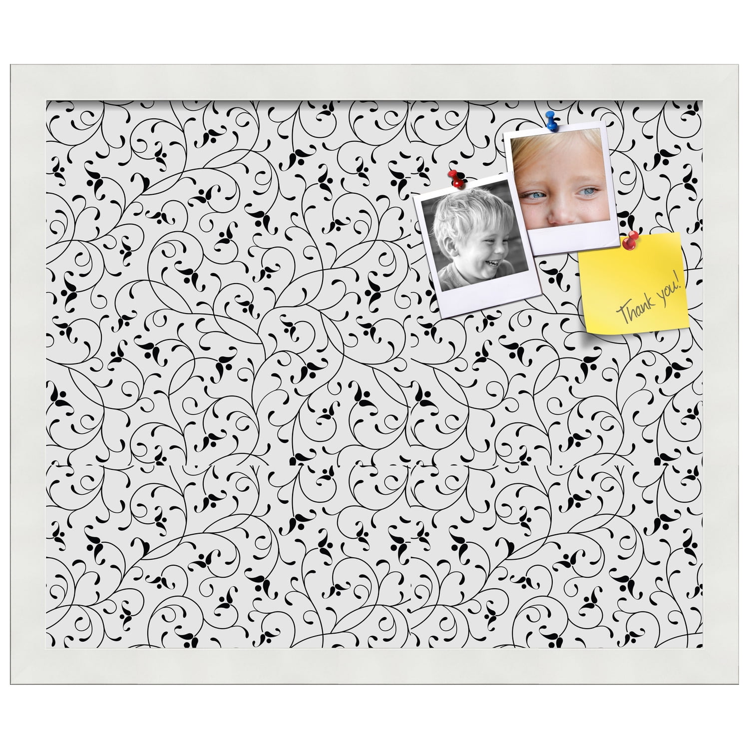 PinPix 18x15 Custom Cork Bulletin Board Bk Seemless Flower Poster Board Has a Fabric Style Canvas Finish, Framed in Bk Seemless Flower, by ArtToFrames (PinPix-122)