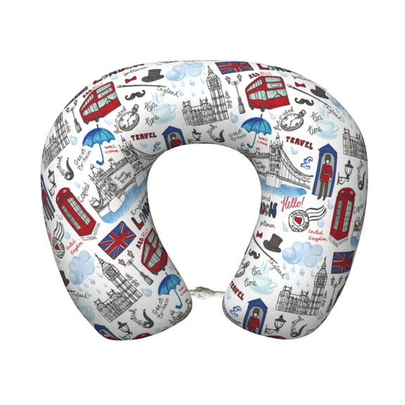 Easygdp London Landmark2 Travel Pillow Memory Foam, Head Neck Support Airplane Pillow for Traveling, Car, Home, Travel Neck Flight Pillow