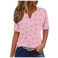 thumbnail image 2 of ALLLIST Womens Tops Under $10 Pink V-Neck Button Graphic Short Sleeve T-Shirts Womens Shirts Plus Size XXL, 2 of 5