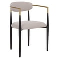 thumbnail image 5 of Safavieh Covelle Modern Metal and Fabric Dining Arm Chairs, Black / Gold / Dove Gray Linen (Set of 2), 5 of 8