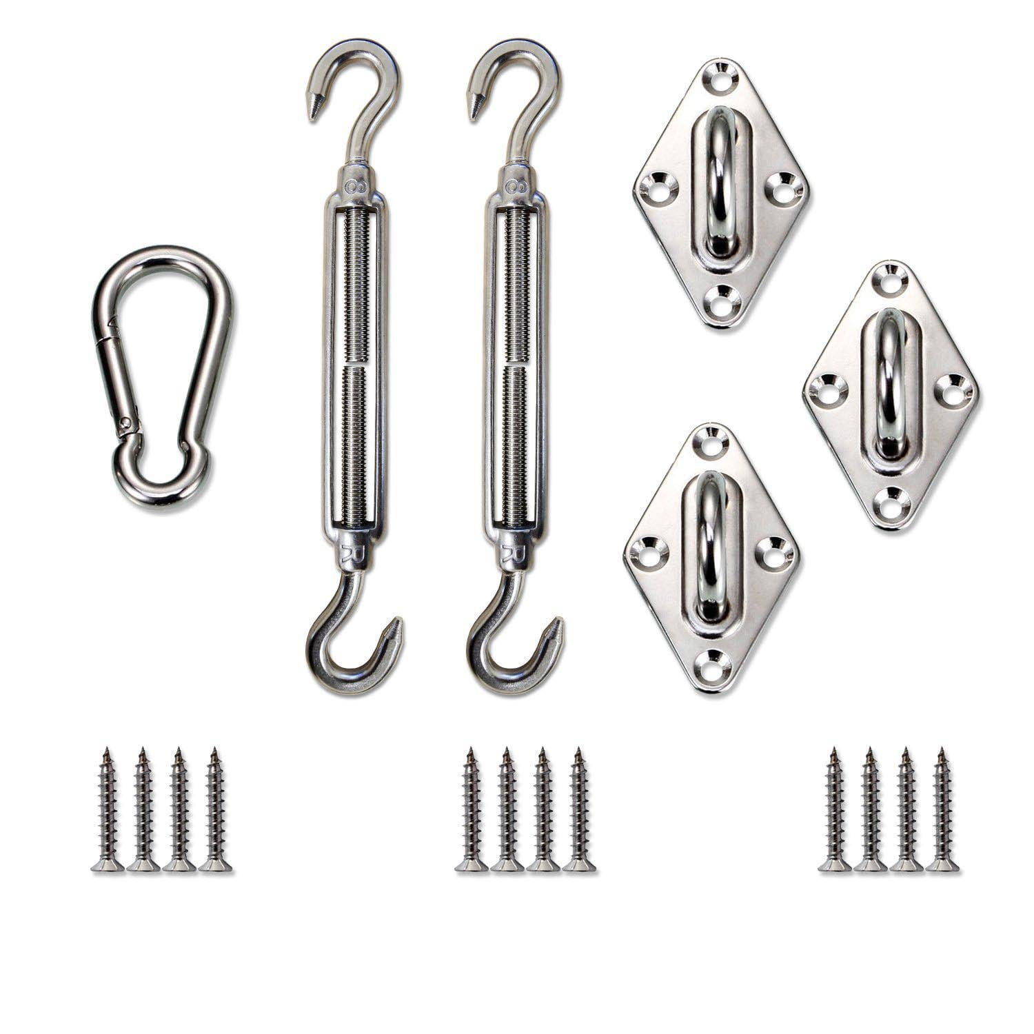 Jeremywell Sun Shade Sail Hardware Kit 8 Inches Super Heavy Duty for Triangle Sun Shade
