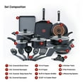 thumbnail image 2 of T-fal Kitchen Solutions, 22-Piece Recycled Aluminum Non-Stick Cookware Set,Black, 2 of 12