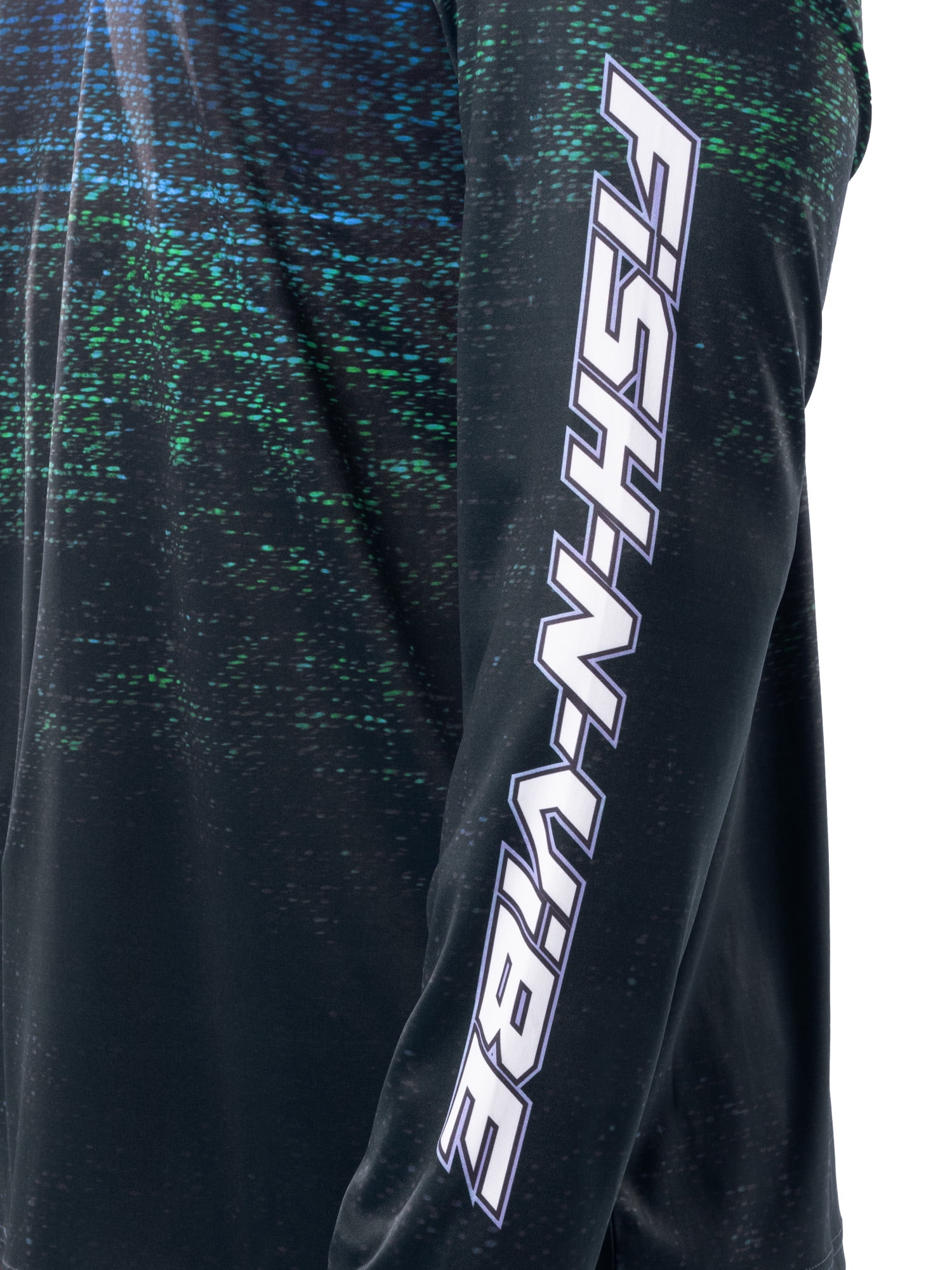 Fish N Vibe Men's Long Sleeve Performance UPF 30 Fishing Graphic Hoodie, Murky Walleye-Blue, L