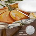 thumbnail image 3 of Orange Pumpkin Fall Round Tablecloth, Fitted Table Cover with Elastic for 55"-60" Round Tables, Thanksgiving Sunflower Autumn Beige Table Cloth Outdoor Indoor Dinning Party Waterproof Tablecloths, 3 of 7