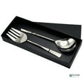 thumbnail image 3 of Elyon Seldon Reflective Silver Salad Serving Set Indian Artisan-Made Hostess Set Hand-Forged Stainless Steel 2 Pieces, 3 of 7