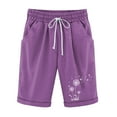 thumbnail image 2 of Womens High Waisted Running Shorts Quick Dry Athletic Workout Shorts with Pockets Vmvidoty Blowball Printing Drawstring Shorts Purple L, 2 of 4
