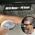thumbnail image 3 of Human Hair Replacement System Toupee for Men Fine Mono Wave Male Wigs Men's Prosthesis 8x10 Grey Hairpiece Units, 3 of 7