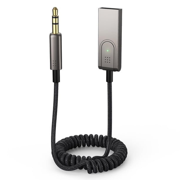 Bluetooth Aux Adapter,car Aux Bluetooth V5.0 Receiver Wireless Braided Usb To 3.5mm Jack Adapter Bluetooth Car Kits With Built-in Microphone For Hands