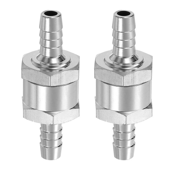 2Pcs 8mm (5/16") Fuel Check Valve, Non-Return Inline One Way Check Valve, Silver