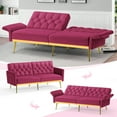 thumbnail image 6 of ACMEASE Velvet Sofa Bed w/Adjustable Armrests & Backrests, Modern Convertible Sleeper Sofa, Tufted Futon Sofa for Bedroom, Living Room, Apartment, Fuchsia, 6 of 7