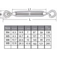 thumbnail image 4 of M8 304 Stainless Steel Hook And Eye Turnbuckle - 5 Pack, 4 of 5