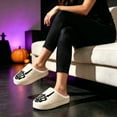 thumbnail image 2 of Qingpeng Womens Closed Toe Open Heel Skull Motif Plush Slippers Cozy Soft Indoor House Shoes for Halloween Winter Home Warm, 2 of 6