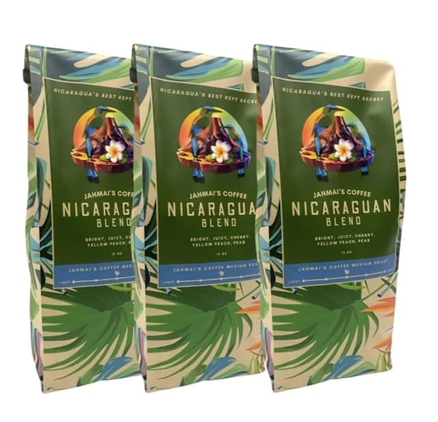 JAHMAI'S COFFEE Jahmai’s Coffee Company: Premium Nicaraguan Medium Roast Caturra Whole Bean - Gourmet Quality, Unmatched Flavor and Aroma for Coffee Enthusiasts